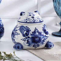 Сахарница &laquo;Кот&raquo;, гжель