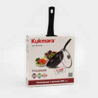 Сковорода &laquo;Традиция&raquo;, d=26 см, стеклянная крышка, съёмная ручка, антипригарное покрытие, цвет чёрный