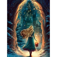 Новогодняя алмазная мозаика с частичным заполнением на холсте &laquo;Новый год. Сказка&raquo;, 30 х 40 см