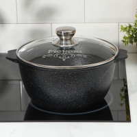 Кастрюля &laquo;Гранит Star&raquo;, 4 л, d=24 см, h= 12 см, антипригарное покрытие, цвет чёрный