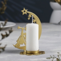 Новый год Подсвечник "Луна" металл на одну свечу, 7,1х10,8х14,7 см, золотой Новый год Подсвечник "Луна" металл на одну свечу, 7,1х10,8х14,7 см, золотой
