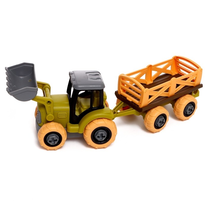 Конструктор винтовой &laquo;Трактор с прицепом&raquo;, с отвёрткой, и аксессуарами