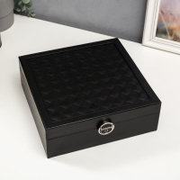 Шкатулка кожзам под часы 2 отделения и бижутерию "Ромбы черные" матовая 8,5х25х25 см Шкатулка кожзам под часы 2 отделения и бижутерию "Ромбы черные" матовая 8,5х25х25 см