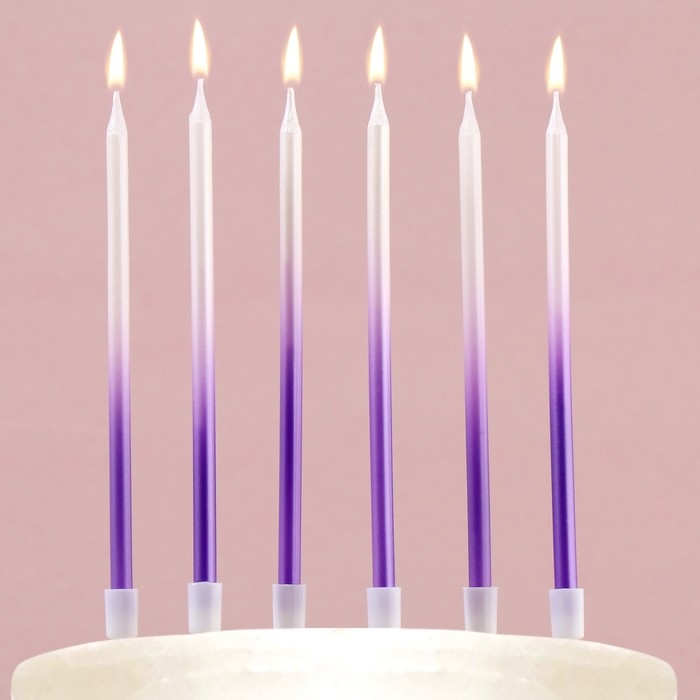 Свечи для торта &laquo;В твой особенный день&raquo;, фиолетовые, 6 шт., 13 х 0,4 см