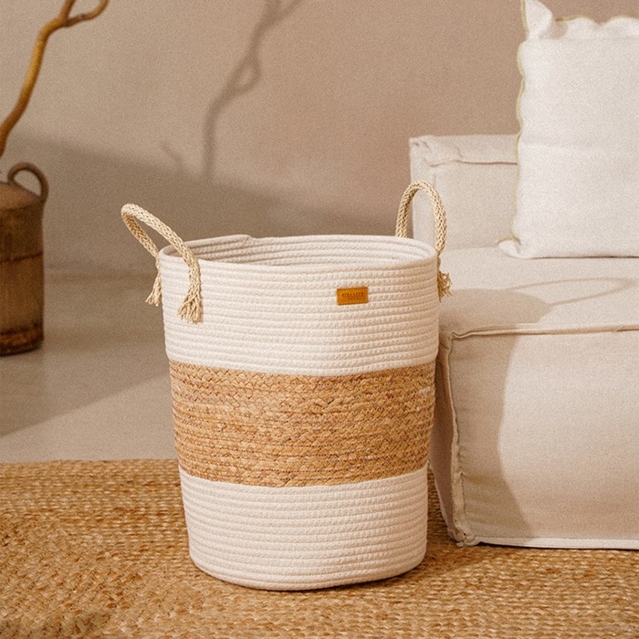 Корзина для белья плетеная круглая SL Home Orden, 35&times;40 см, хлопок, гиацинт