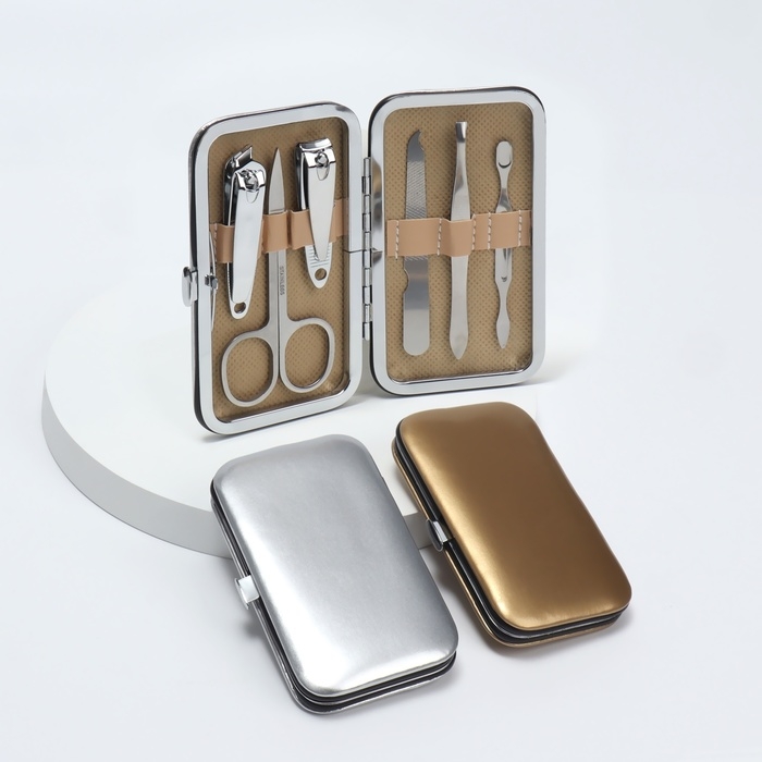 Набор маникюрный «Metallic», 6 предметов, в футляре, цвет МИКС Набор маникюрный «Metallic», 6 предметов, в футляре, цвет МИКС