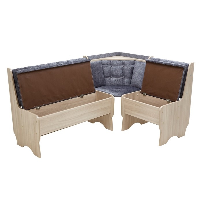 Кухонный уголок А-17, 1180х1620х820, Ясень шимо светлый/Серый велюр