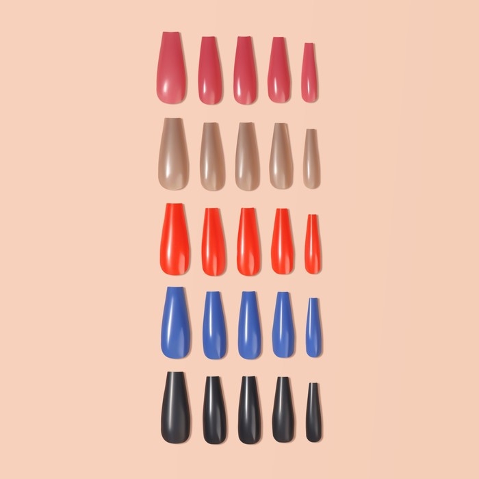 Накладные ногти &laquo;Строгая леди&raquo;, 100 шт, форма балерина, в контейнере, разноцветные