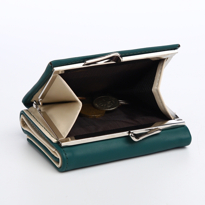 Кошелёк женский на кнопке, цвет тёмно-зелёный Кошелёк женский на кнопке, цвет тёмно-зелёный