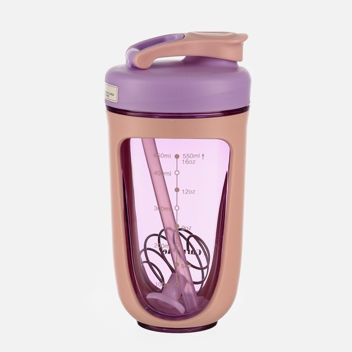 Шейкер, 550 мл, с трубочкой, 18.5 х 9 см, микс Шейкер, 550 мл, с трубочкой, 18.5 х 9 см, микс