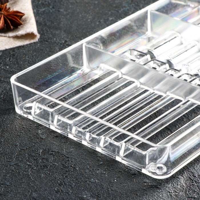 Форма для шоколада &laquo;Стикс&raquo;, 20&times;12&times;2,5 см, 12 ячеек 9&times;1,5/1/0,8 см, цвет прозрачный