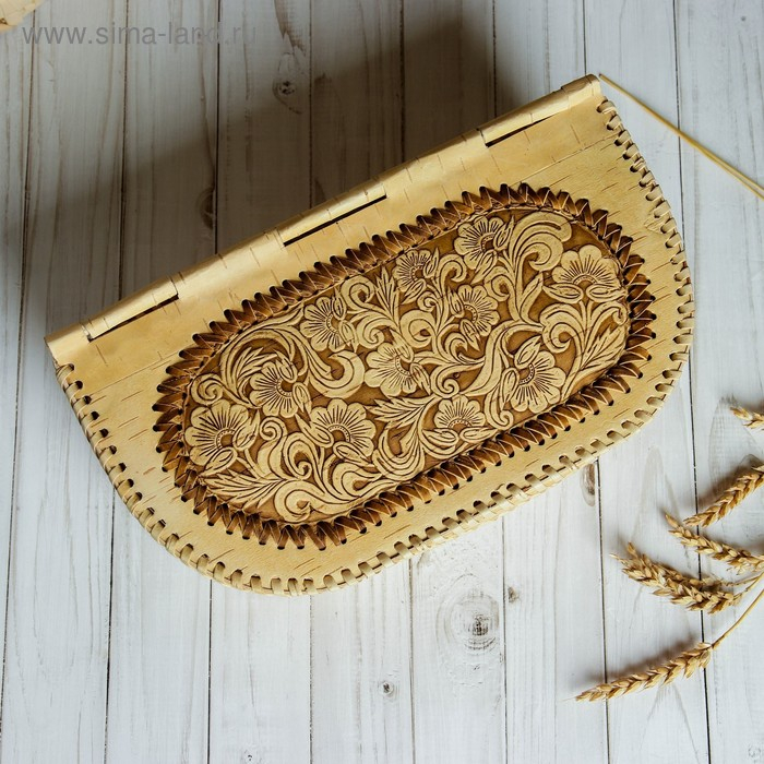 Батонница &laquo;Узор&raquo;, на шарнире, 32&times;18&times;11 см, береста