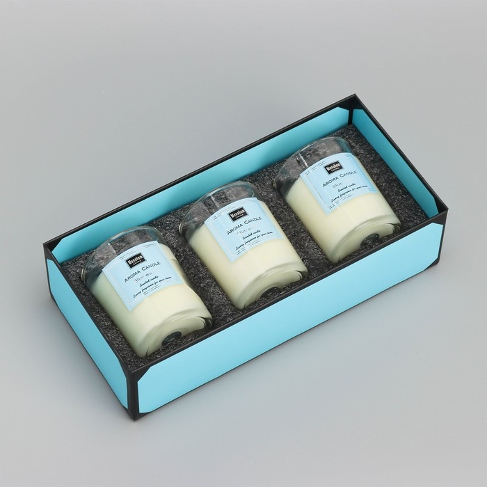 Набор свечей ароматических Набор свечей ароматических "Aroma Candle", морская вода, 3 шт