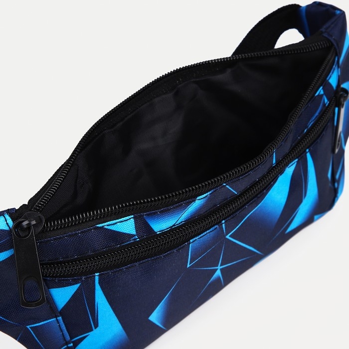 Поясная сумка на молнии, наружный карман, разъем для USB, цвет синий Поясная сумка на молнии, наружный карман, разъем для USB, цвет синий