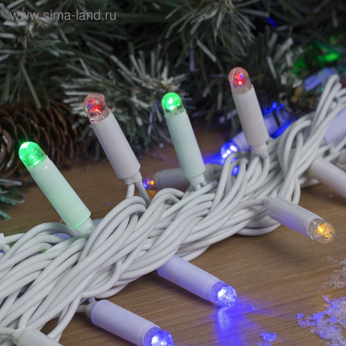 Гирлянда «Нить» 10 м, IP65, УМС, белая нить, 100 LED, свечение мульти, 220 В Гирлянда «Нить» 10 м, IP65, УМС, белая нить, 100 LED, свечение мульти, 220 В