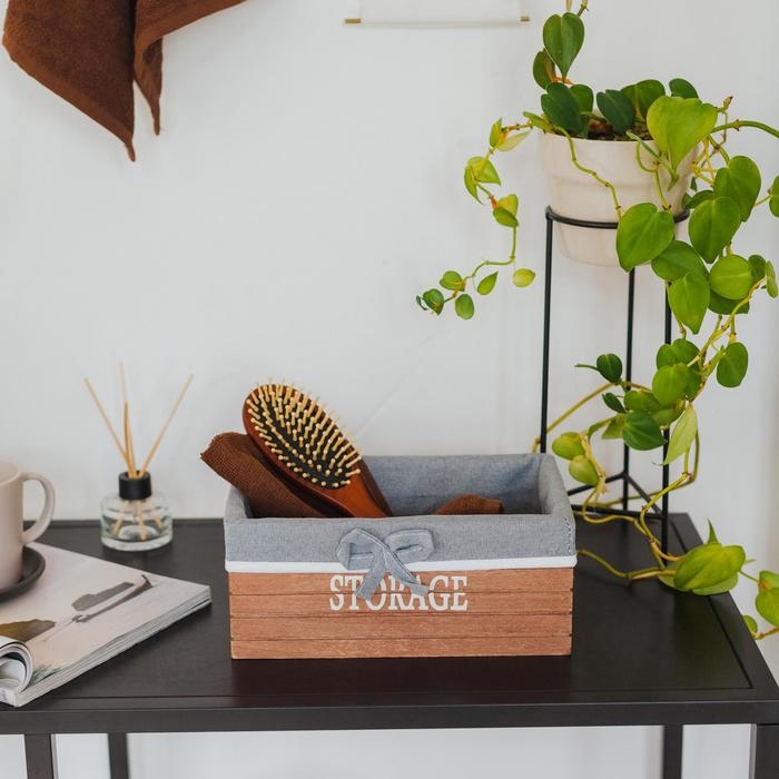 Корзина для хранения Доляна Storage, 15×15×9 см, малая, дерево, цвет коричневый, серый Корзина для хранения Доляна Storage, 15×15×9 см, малая, дерево, цвет коричневый, серый