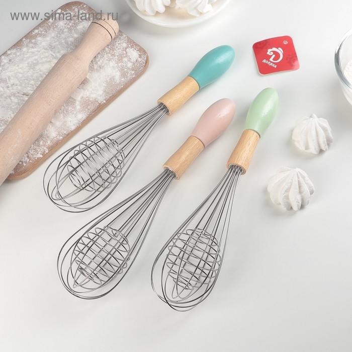 Венчик для взбивания Доляна &laquo;Камея&raquo;, 29,5&times;6,5 см, цвет МИКС