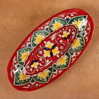 Селёдочница Риштанская Керамика "Цветы", 24 см, красная, микс Селёдочница Риштанская Керамика "Цветы", 24 см, красная, микс