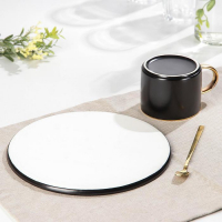 Чайная пара керамическая с ложкой &laquo;Силуэт&raquo;, 2 предмета: кружка 260 мл, тарелка d=19,6 см, рисунок МИКС