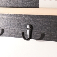 Крючки декоративные дерево с полочкой "Домики и деревья" чёрный 5х39,5х18 см