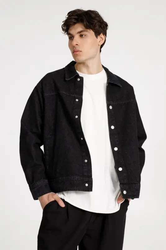 Куртка джинсовая O1, черная, размер XS/S