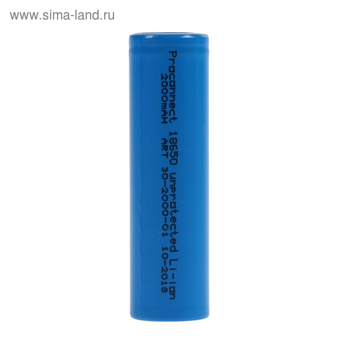 Аккумулятор REXANT, 18650 unprotected, Li-ion, 2000 мАЧ, 3.7 В, индивидуальная упаковка