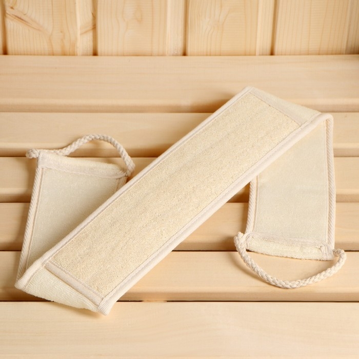 Мочалка из люфы, лента с сегментами, с хлопком, 70,5х8,4 см Мочалка из люфы, лента с сегментами, с хлопком, 70,5х8,4 см