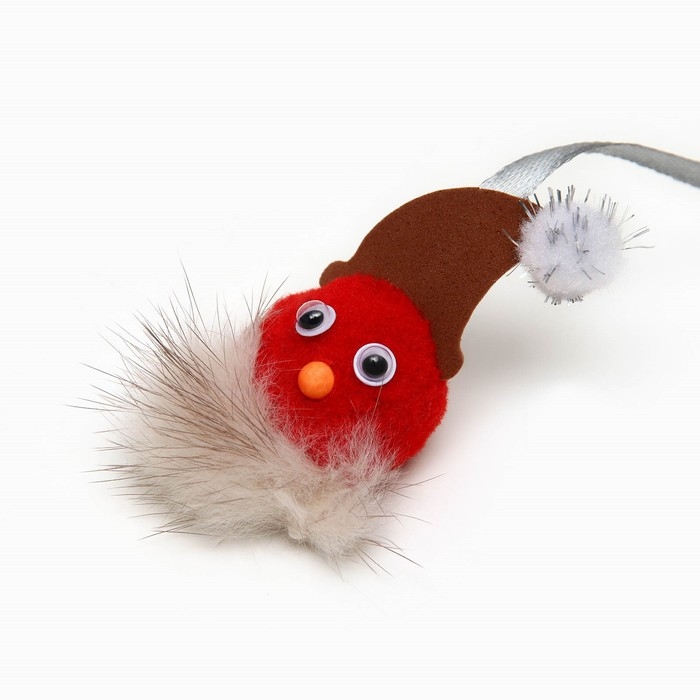 Дразнилка-удочка Дразнилка-удочка "Гномик" на деревянной палочке для кошек, красный,