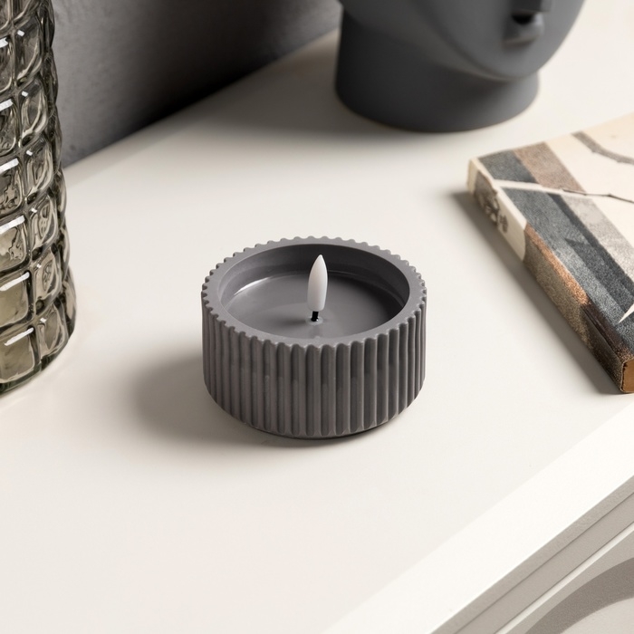 Светодиодная свеча «Интерьерная серая» 9.5 x 5 см, ААx2 (не в компл.), свечение тёплое белое Светодиодная свеча «Интерьерная серая» 9.5 x 5 см, ААx2 (не в компл.), свечение тёплое белое