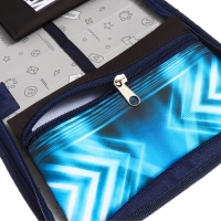 Пенал 1 секция 140 х 210 х 40 мм, откидной карман и косметичка, тканевый, Calligrata TOP Content "Мото"