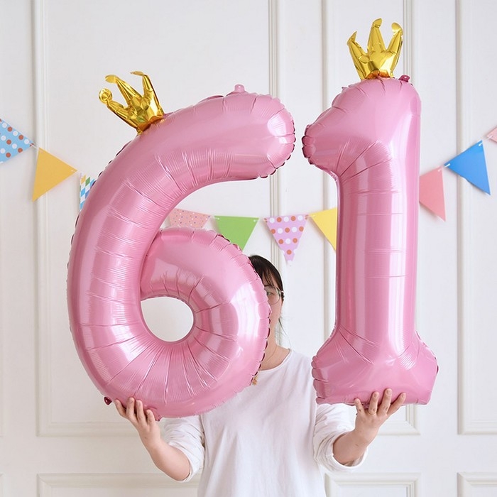 Шар фольгированный 40" &laquo;Цифра 6 с короной&raquo;, цвет розовый