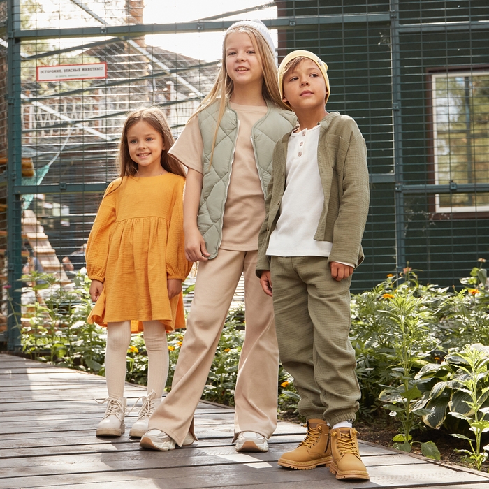 Платье детское с длинным рукавом KAFTAN "Муслин", размер 30 (98-104 см) цвет горчичный