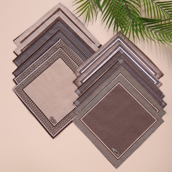 Платок носовой мужской 28х28см, 12шт, рис 21148-3 коричневый, ситец 100г/м хл100%