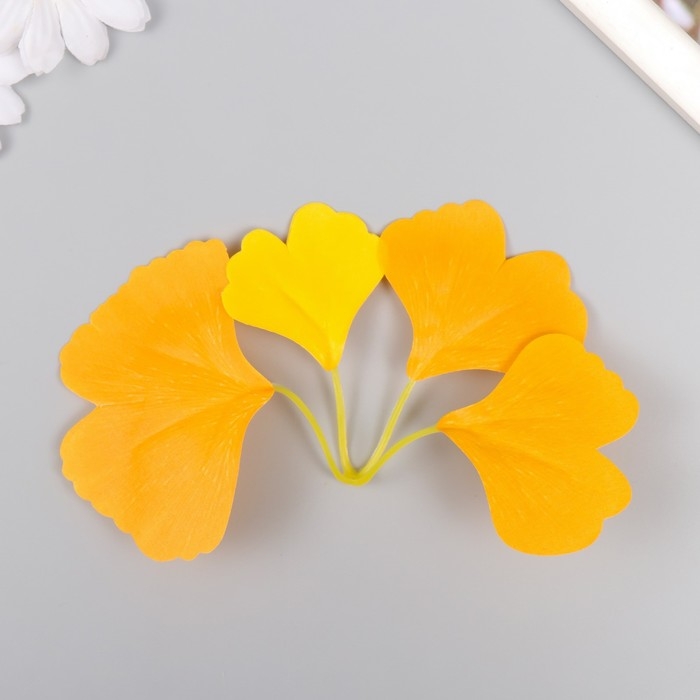 Искусственное растение для творчества "Листья гинкго" набор 6 шт оранжево-жёлтый 8 см