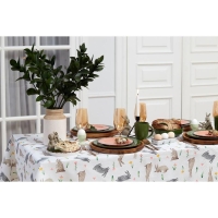 Скатерть пасхальная, Доляна Fluffy bunnies 180х144 см, 100% хлопок, 164 г/м2