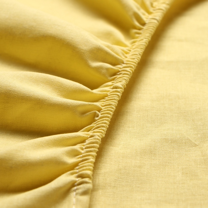 Простыня на резинке Этель 160*200*25, цв.желтый, 100% хлопок, поплин 125г/м2 Простыня на резинке Этель 160*200*25, цв.желтый, 100% хлопок, поплин 125г/м2