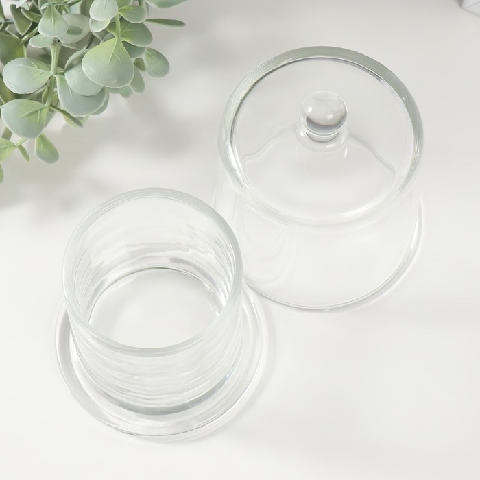 Банка для свечей стекло с крышкой "Купол" прозрачная 11,2х9х9 см