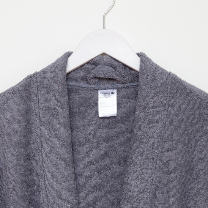 Халат махровый Экономь и Я, мужской размер 48-50 цвет серый, 100% хлопок с AIRO, 320 г/м2 Халат махровый Экономь и Я, мужской размер 48-50 цвет серый, 100% хлопок с AIRO, 320 г/м2