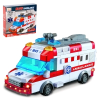Конструктор блочный &laquo;Скорая помощь&raquo;, световые и звуковые эффекты, ездит, 48 деталей