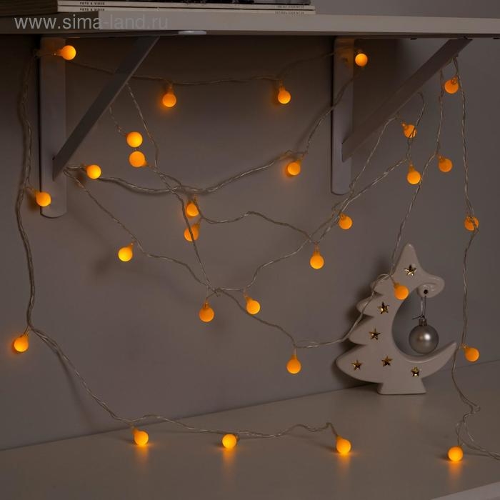 Гирлянда «Нить» 5 м с насадками «Шарики жёлтые», IP20, прозрачная нить, 30 LED, свечение жёлтое, 8 режимов, 220 В Гирлянда «Нить» 5 м с насадками «Шарики жёлтые», IP20, прозрачная нить, 30 LED, свечение жёлтое, 8 режимов, 220 В