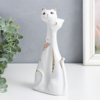 Сувенир керамика под фарфор "2 киски любовь" 20х10х5,5 см, стразы