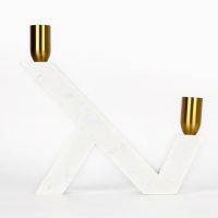 Подсвечник латунь, мрамор &laquo;Грани&raquo; 22 х 20 х 5 см