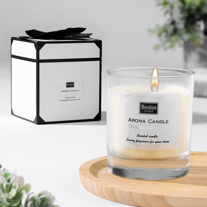 Свеча ароматическая Свеча ароматическая "Aroma Candle", цветок апельсина, 8х9 см
