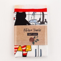 Набор кухонных полотенец Доляна &laquo;Котик на кухне&raquo; 35х60см-2шт, 100% хл