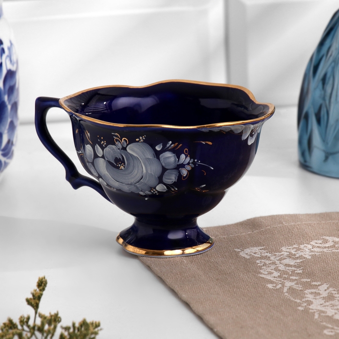 Чашка "Яна", h-7,5см, v-200мл, кобальтовая глазурь