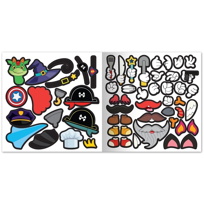 Книга с многоразовыми наклейками «Собери чудика», 12 стр., с маркером, 20 глазок Книга с многоразовыми наклейками «Собери чудика», 12 стр., с маркером, 20 глазок