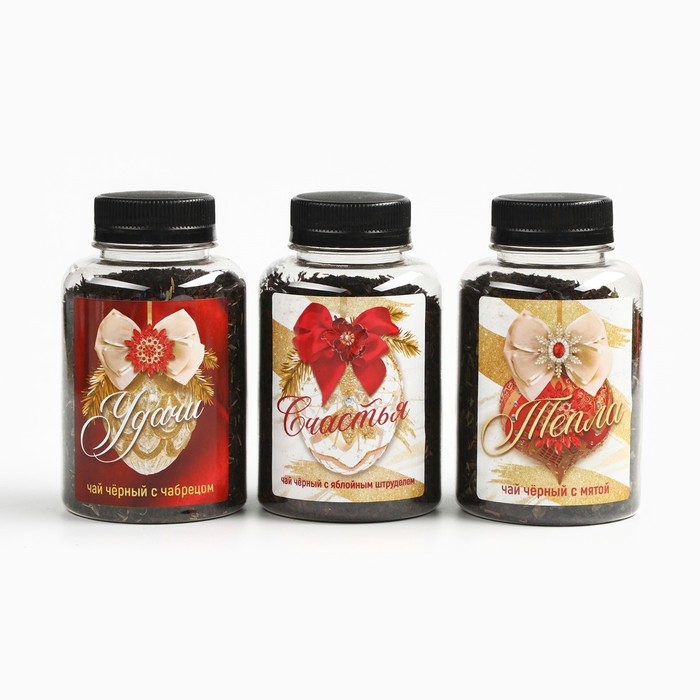 Новый год! Чай подарочный, набор &laquo;Сказачного счастья&raquo;, вкусы: мята, яблочный штрудель, чабрец, 150 г. (3 шт. x 50 г.)