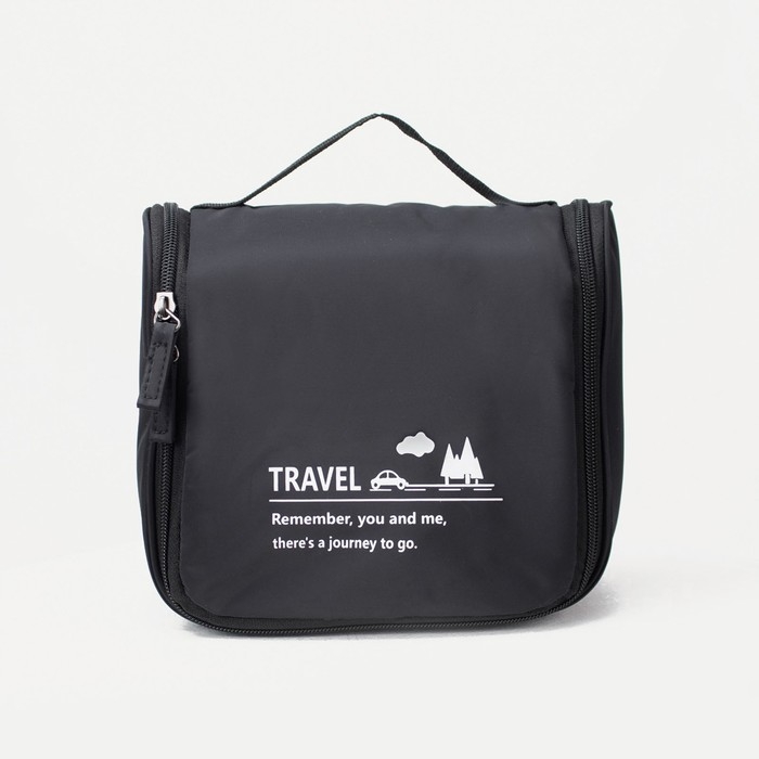 Косметичка-несессер, отдел на молнии, с ручкой, с крючком, цвет чёрный