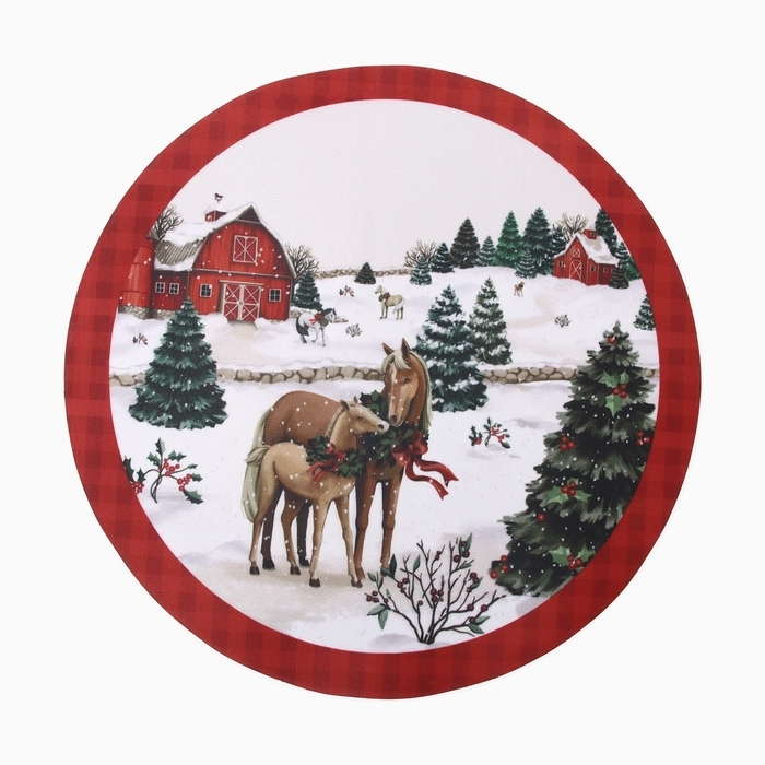 Новый год. Салфетка на стол "Уютное Рождество" 30х30см, 100% п/э, оксфорд 420 г/м2