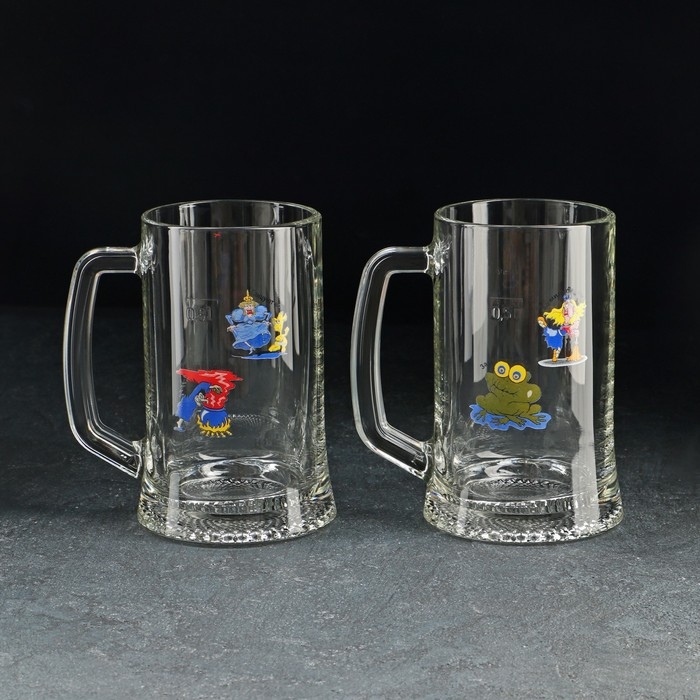 Набор кружек для пива &laquo;Приколисты&raquo;, 500 мл, 2 шт, рисунок МИКС